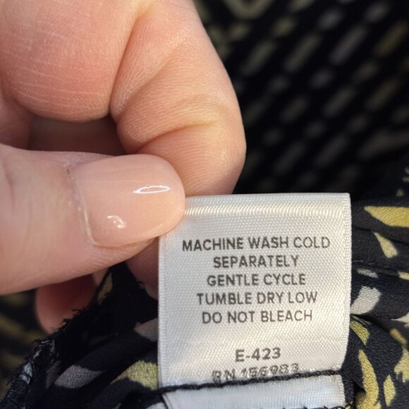 Allison Joy Black & Yellow Geometric Pattern Long Sleeve Blouse M - Picture 12 of 12